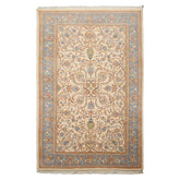 5x8 Ivory, Turquoise, Lime Color Hand Knotted French Aubusson Savonnerie New Zealand Wool Traditional Oriental Rug
